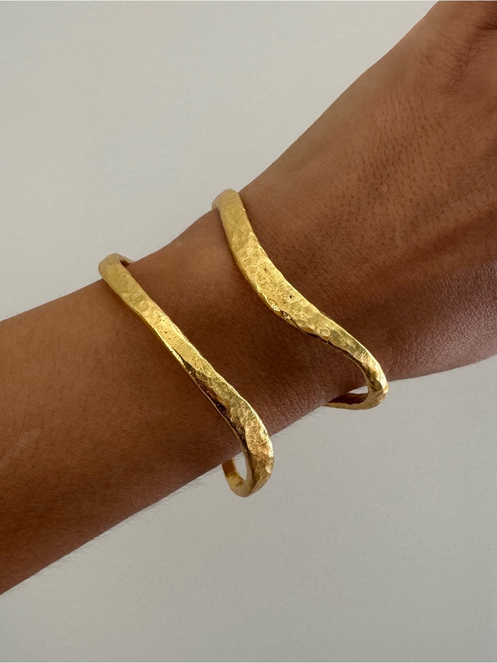 NEW Unique Gold Hammered Open Cuff Bracelet